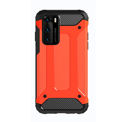 Silicone Matte Finish and Plastic Back Cover Case N01 for Huawei P40 Red