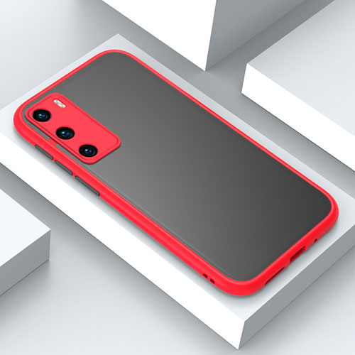 Silicone Matte Finish and Plastic Back Cover Case N02 for Huawei P40 Red