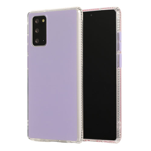 Silicone Matte Finish and Plastic Back Cover Case N02 for Samsung Galaxy Note 20 5G Clove Purple