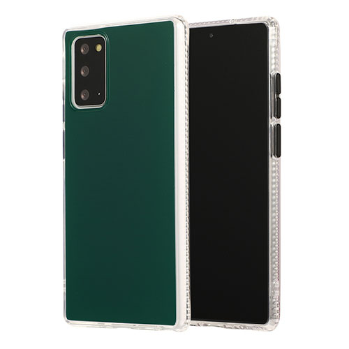Silicone Matte Finish and Plastic Back Cover Case N02 for Samsung Galaxy Note 20 5G Midnight Green