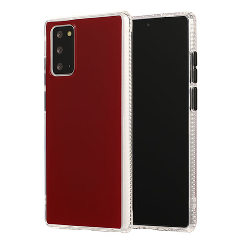 Silicone Matte Finish and Plastic Back Cover Case N02 for Samsung Galaxy Note 20 5G Red Wine