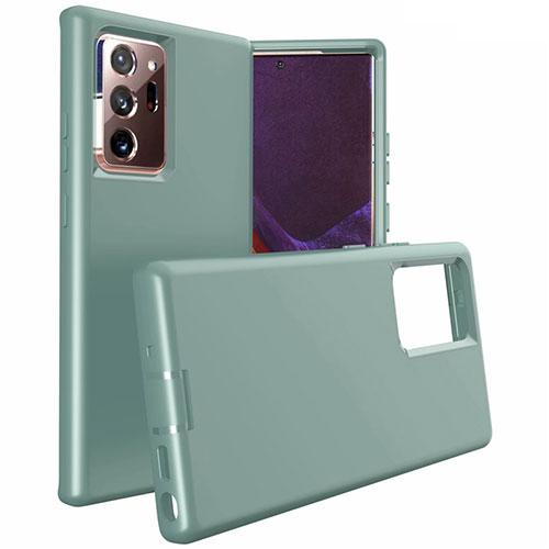 Silicone Matte Finish and Plastic Back Cover Case N02 for Samsung Galaxy Note 20 Ultra 5G Midnight Green
