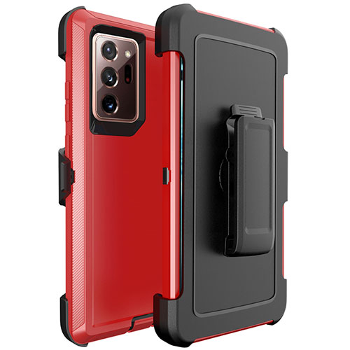 Silicone Matte Finish and Plastic Back Cover Case N04 for Samsung Galaxy Note 20 Ultra 5G Red