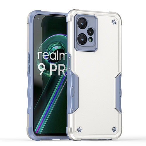 Silicone Matte Finish and Plastic Back Cover Case QW1 for Realme 9 5G White