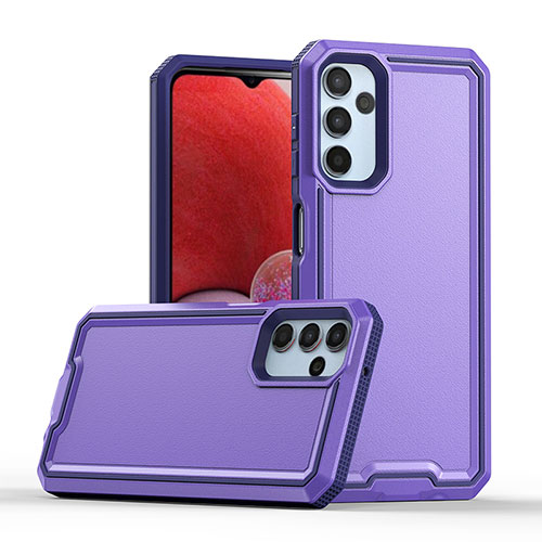 Silicone Matte Finish and Plastic Back Cover Case QW1 for Samsung Galaxy A14 5G Purple