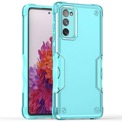 Silicone Matte Finish and Plastic Back Cover Case QW1 for Samsung Galaxy S20 Lite 5G Mint Blue