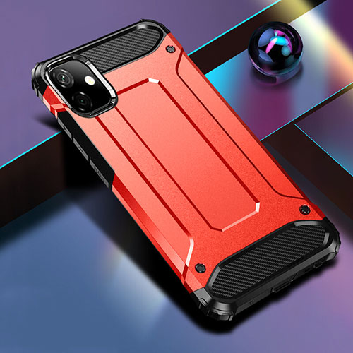 Silicone Matte Finish and Plastic Back Cover Case R01 for Apple iPhone 11 Red