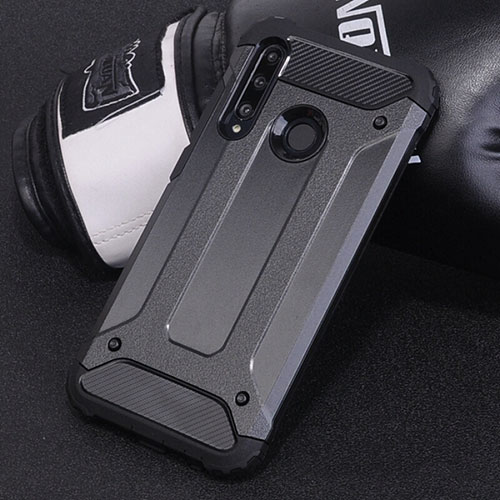 Silicone Matte Finish and Plastic Back Cover Case R01 for Huawei Honor 20E Black