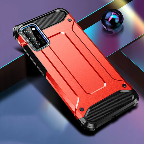Silicone Matte Finish and Plastic Back Cover Case R01 for Huawei Honor View 30 5G Red