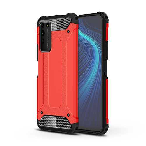 Silicone Matte Finish and Plastic Back Cover Case R01 for Huawei Honor X10 5G Red