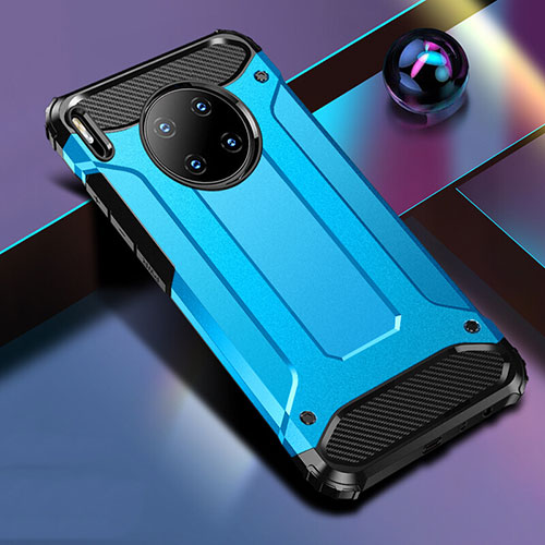 Silicone Matte Finish and Plastic Back Cover Case R01 for Huawei Mate 30 Pro Blue