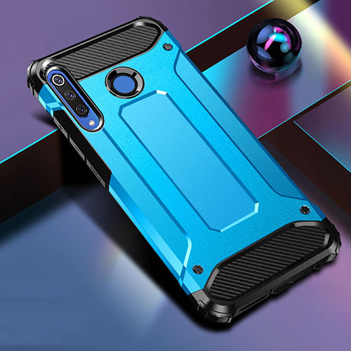 Silicone Matte Finish and Plastic Back Cover Case R01 for Huawei P30 Lite XL Sky Blue