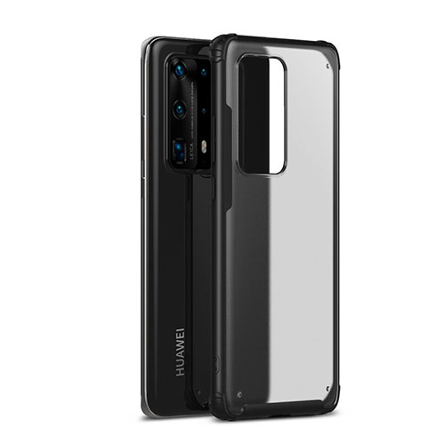 Silicone Matte Finish and Plastic Back Cover Case R01 for Huawei P40 Pro+ Plus Black