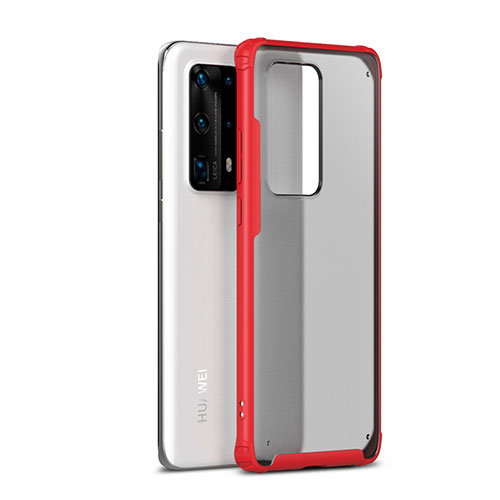 Silicone Matte Finish and Plastic Back Cover Case R01 for Huawei P40 Pro+ Plus Red