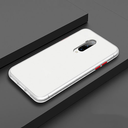 Silicone Matte Finish and Plastic Back Cover Case R01 for OnePlus 7T Pro White
