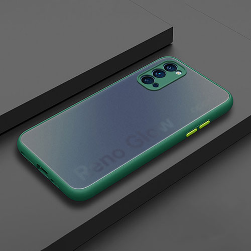 Silicone Matte Finish and Plastic Back Cover Case R01 for Oppo Reno4 Pro 5G Green