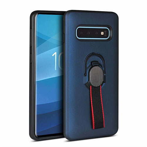 Silicone Matte Finish and Plastic Back Cover Case R01 for Samsung Galaxy S10 Plus Blue