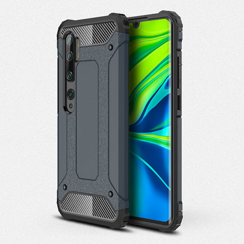 Silicone Matte Finish and Plastic Back Cover Case R01 for Xiaomi Mi Note 10 Pro Blue