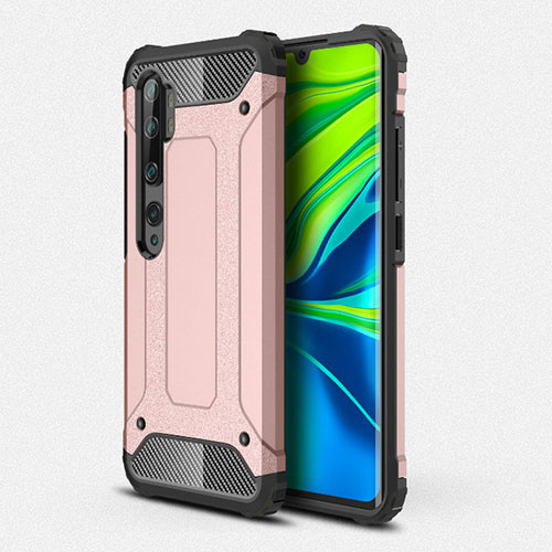 Silicone Matte Finish and Plastic Back Cover Case R01 for Xiaomi Mi Note 10 Pro Rose Gold