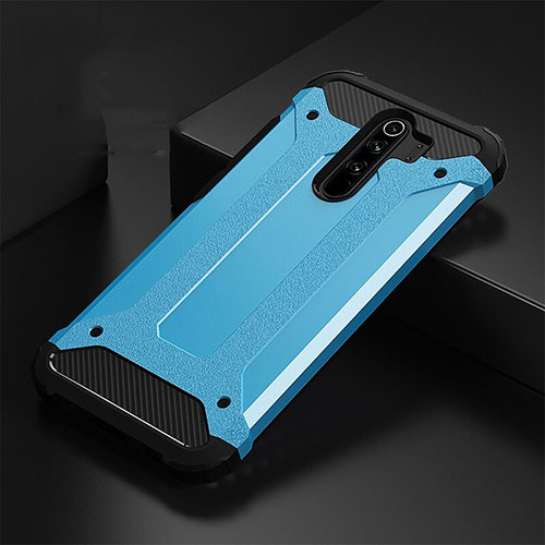 Silicone Matte Finish and Plastic Back Cover Case R01 for Xiaomi Redmi Note 8 Pro Sky Blue