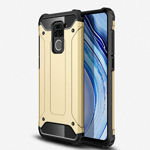Silicone Matte Finish and Plastic Back Cover Case R01 for Xiaomi Redmi Note 9 Gold