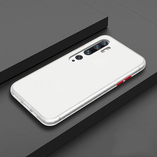 Silicone Matte Finish and Plastic Back Cover Case R02 for Xiaomi Mi Note 10 Pro White