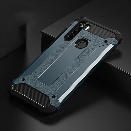 Silicone Matte Finish and Plastic Back Cover Case R02 for Xiaomi Redmi Note 8 (2021) Blue