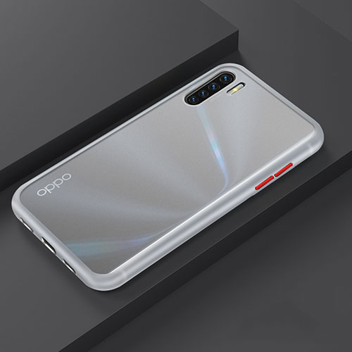 Silicone Matte Finish and Plastic Back Cover Case R03 for Oppo Find X2 Lite White