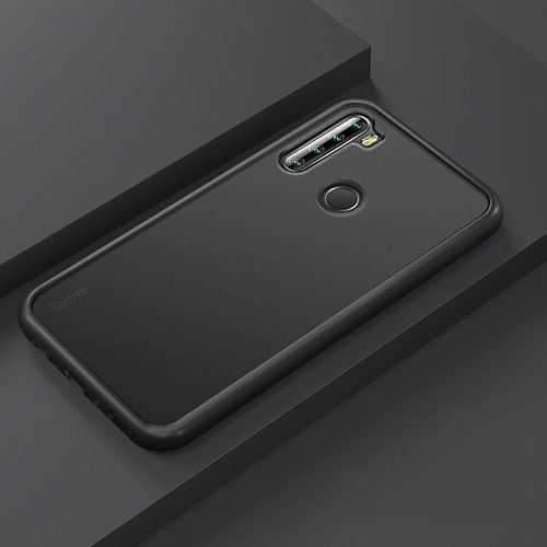 Silicone Matte Finish and Plastic Back Cover Case R03 for Xiaomi Redmi Note 8 (2021) Black