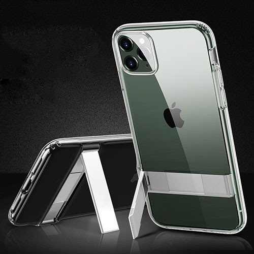 Silicone Matte Finish and Plastic Back Cover Case S01 for Apple iPhone 11 Pro Clear