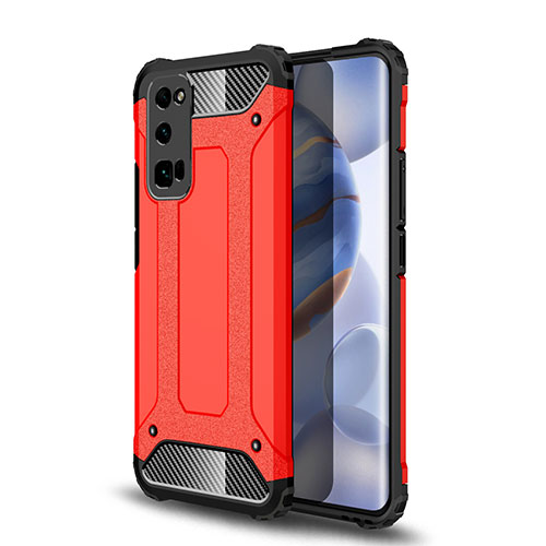 Silicone Matte Finish and Plastic Back Cover Case U01 for Huawei Honor 30 Pro+ Plus Red