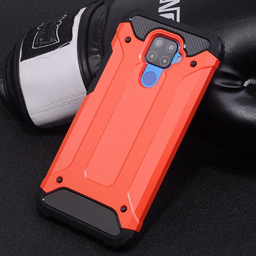 Silicone Matte Finish and Plastic Back Cover Case U01 for Huawei Mate 30 Lite Red