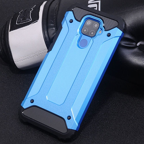 Silicone Matte Finish and Plastic Back Cover Case U01 for Huawei Mate 30 Lite Sky Blue