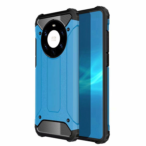 Silicone Matte Finish and Plastic Back Cover Case U01 for Huawei Mate 40 Pro+ Plus Sky Blue