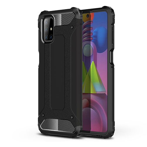 Silicone Matte Finish and Plastic Back Cover Case U01 for Samsung Galaxy M51 Black
