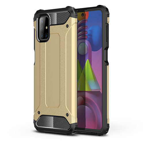 Silicone Matte Finish and Plastic Back Cover Case U01 for Samsung Galaxy M51 Gold