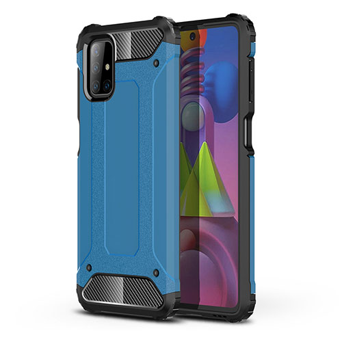 Silicone Matte Finish and Plastic Back Cover Case U01 for Samsung Galaxy M51 Sky Blue