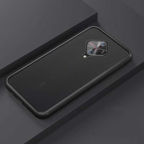 Silicone Matte Finish and Plastic Back Cover Case U01 for Vivo X50 Lite Black