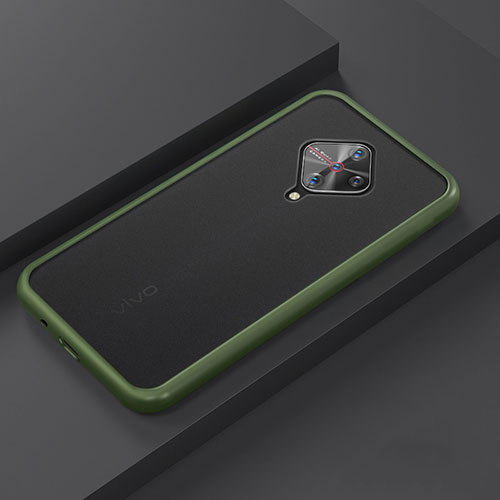 Silicone Matte Finish and Plastic Back Cover Case U01 for Vivo X50 Lite Green