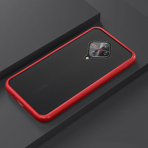 Silicone Matte Finish and Plastic Back Cover Case U01 for Vivo X50 Lite Red