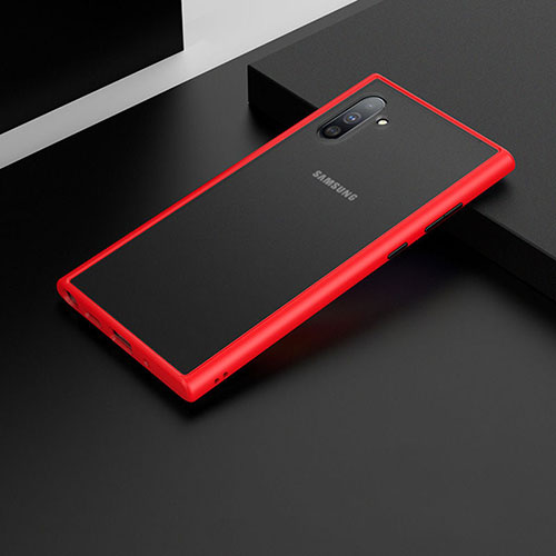 Silicone Matte Finish and Plastic Back Cover Case U04 for Samsung Galaxy Note 10 5G Red
