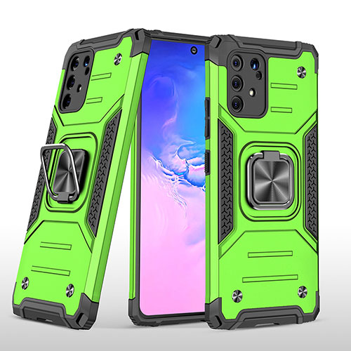 Silicone Matte Finish and Plastic Back Cover Case with Magnetic Finger Ring Stand MQ1 for Samsung Galaxy S10 Lite Green