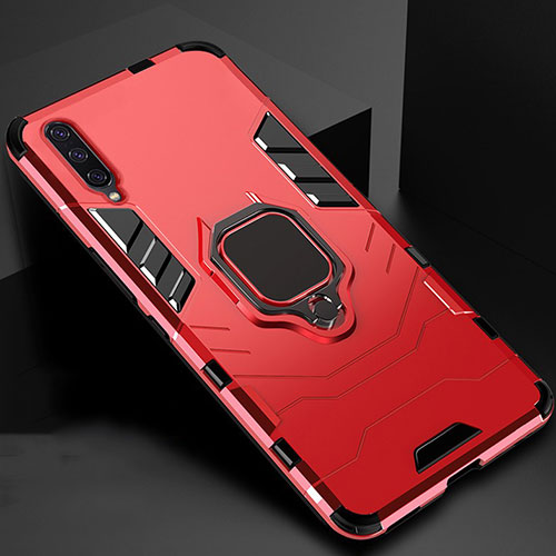 Silicone Matte Finish and Plastic Back Cover Case with Magnetic Stand for Xiaomi CC9e Red