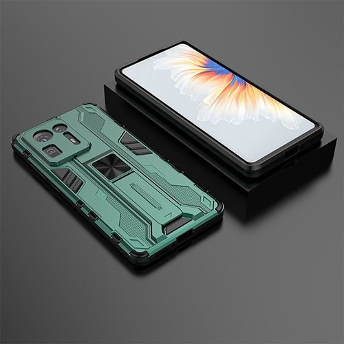 Silicone Matte Finish and Plastic Back Cover Case with Magnetic Stand KC1 for Xiaomi Mi Mix 4 5G Green