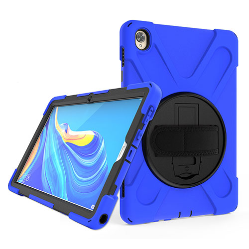 Silicone Matte Finish and Plastic Back Cover Case with Stand A01 for Huawei MatePad 10.8 Blue