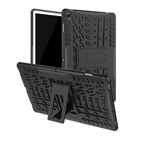 Silicone Matte Finish and Plastic Back Cover Case with Stand A01 for Samsung Galaxy Tab S5e 4G 10.5 SM-T725 Black