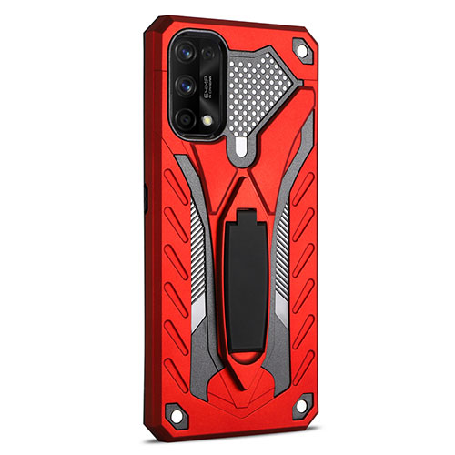 Silicone Matte Finish and Plastic Back Cover Case with Stand A02 for Realme 7 Pro Red