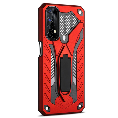 Silicone Matte Finish and Plastic Back Cover Case with Stand A02 for Realme Narzo 20 Pro Red