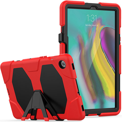 Silicone Matte Finish and Plastic Back Cover Case with Stand A02 for Samsung Galaxy Tab S5e 4G 10.5 SM-T725 Red