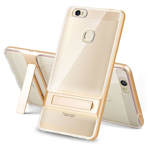 Silicone Matte Finish and Plastic Back Cover Case with Stand for Huawei Honor Note 8 Gold